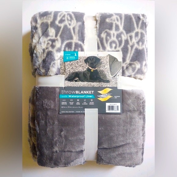 Canine Creations Throw Blanket With Waterproof Liner - White & Gray - Picture 3 of 9